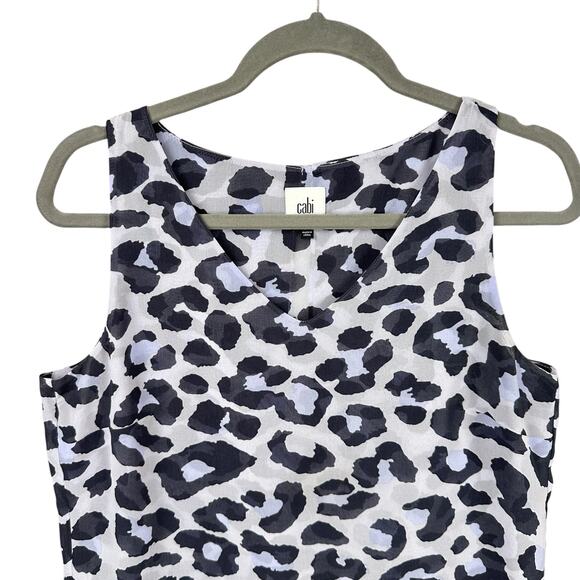 CAbi Leopard Animal Print Blouse Size S Violet Purple Peplum Chiffon Top 5536 - Picture 4 of 10